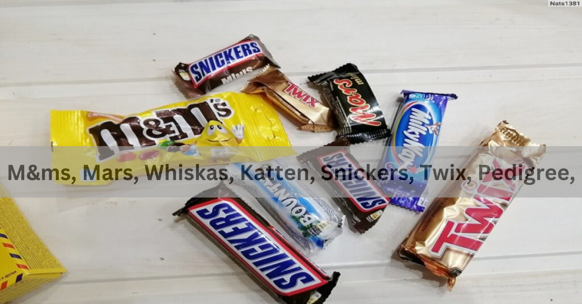 M&ms, Mars, Whiskas, Katten, Snickers, Twix, Pedigree,